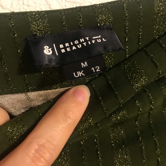 Collectif Green Metallic Lurex Midi Skirt - Picture 5 of 5